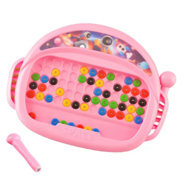 1 PCS Children's Magnetic Colorful Doodle Board with Pen & Beads Drawing Board Toy Sensory Educational Boy Girl Montessori Gift