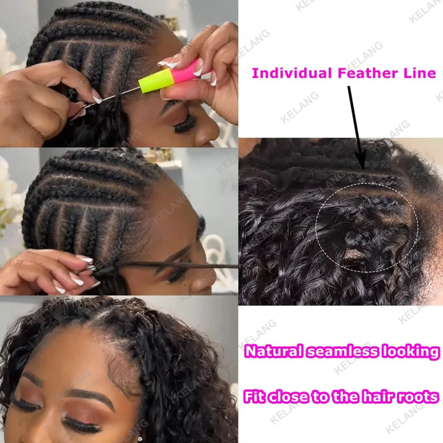 Crochet Human Hair Knotless Pre-Separated Tight Kinky Curly Crochet Hair Deep Curly With String Pre-Looped Feather Hair Extensions