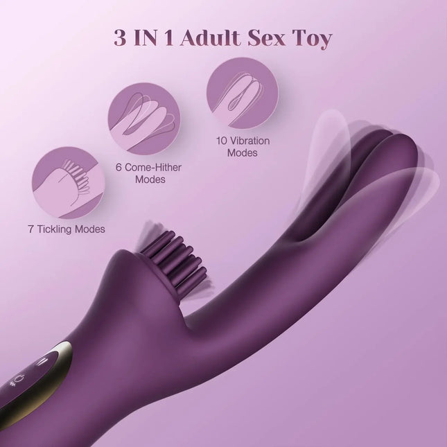 Y-Pao Rabbit Vibrador for Women 3-in-1 G-Spot Clitoral Stimulation Adult Sex Toys Tickling Come-Hither Motion Female Masturbator