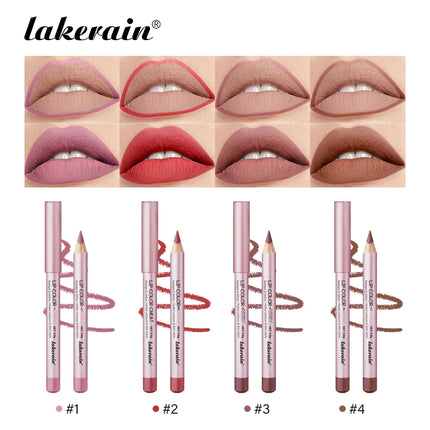 1/4Pc Mini Waterproof Matte Lipliner Pencil Pink Brown Contour Tint Lipstick Lasting Non-stick Cup Moisturising Lips Makeup Kit