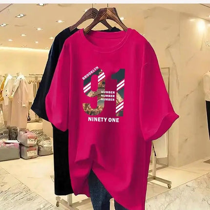 Summer Digital Building Print Cotton Basic T-shirt Women Fashion Casual O-neck Short Sleeve Top Tee Loose Oversized Y2k Pullover