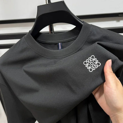 Luxury high-end standard embroidery 100% cotton men's summer casual fashion T-shirt brand fashionable high-quality short sleeved
