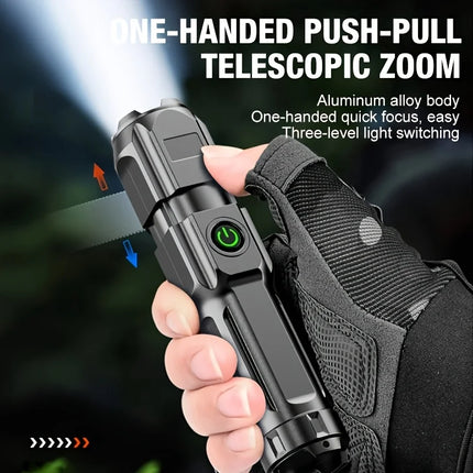 Powerful LED Flashlight Rechargeable USB Waterproof Zoom Fishing Hunting Camping High Lumen Tactical Flashlight LED Torch