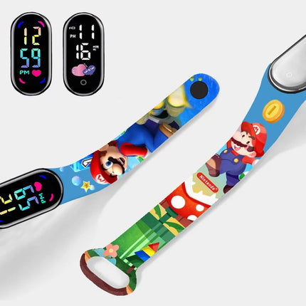 Mario Kids LED Watch Waterproof Touch Digital Bracelet Sports Wristwatch Anime Cartoon Children's Watch For Birthday Gift