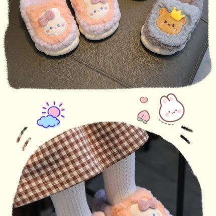 2025 Winter Children's cute  Cotton Home Slippers Frozen Girl's Snow Non Slip Warm Baby Slippers Pink Blue Size 24-41