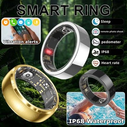 Upgraded Vibration Reminder Smart Ring Waterproof Health Monitor Heart Rate&Sleep Monitoring Message Alert Alarm Clock Smartring