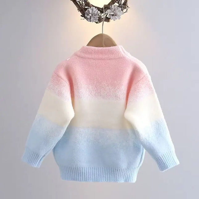 Fringe Bear Girls Sweaters New Fall Winter Children Cartoon Pullover Appliques Teenagers Knit Sweater Cozy Furry Sweater HY12111