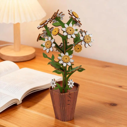 3D Wooden Puzzles Flowers Diy Artifical Botanical Bouquet Puzzle Kit Home Decoration For Adults Mother's Day Birthday Gift