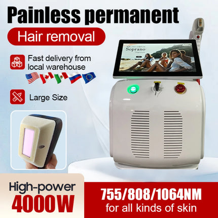 4000w High Power Diode Laser Hair Removal Cold Permanent Epilator Hair Removal Device Diode Laser Remove Hair Machine