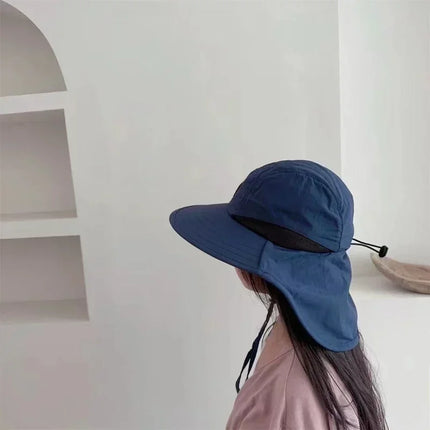 Caps Summer Wide Brim Neck Protection Unisex Bucket Hats Outdoor Visor Quick-drying Panama Sunscreen Tied Fishing Hiking Hat