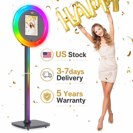 Portable ipad Photo Booth For Birthday Party Event RGB Ring Light Photobooth APP Remote Control US Ship With Hard Flight Case