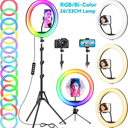 26cm 10inch Led Selfie Ring Light Round Ring Lamp with Phone Holder Photography Fill Lighting with Tripod for Youtube Live Video