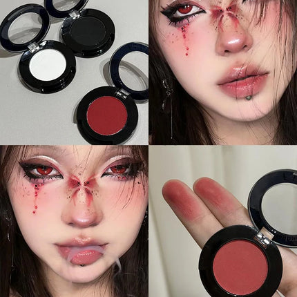 1Pc Blue Black Red Eyeshadow Palette Halloween Makeup Girl Smoky Punk Eye Shadow Palette Matte White Lying Silkworm Eye Cosmetic