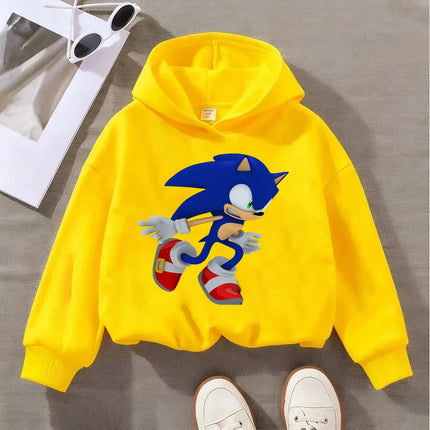 Kids Sonic The Hedgehog Hoodie Boys Girls Golden Super Sonic Print Sweatshirt Long Sleeve Casual Pullover Children's Cartoon