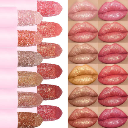 USHAS New Pearlescent & Matte Lipstick Long-Lasting Transfer-Proof Waterproof Non-Stick Cup Formula