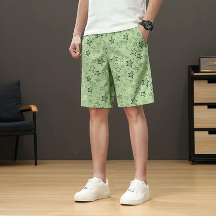 Streetwear Star Print Shorts Men Hawaii Beach Casual Shorts Outdoor Cotton Sports Elastic Waist 6XL Oversized Baggy Half Pants