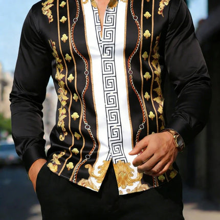 2026 Men's Fashion Casual Long Sleeve Shirt HD Color Pattern 3D Printed Shirt Hawaii Beach Vacation Wedding Social Dress for Men