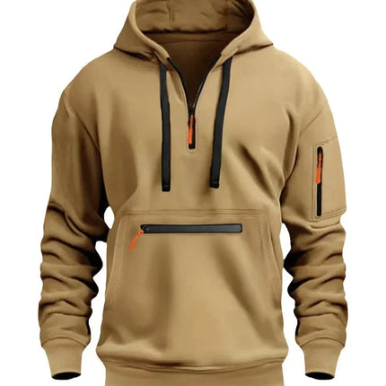 2025 New Men's Hoodies Winter Hooded Shirt Wear Fleece Multi Pocket Fashion Tops Hoody Loose Oversized Pullover Man Clothing