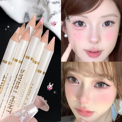 2-in-1 Apricot Pink Matte Under Eye Pencil Aegyo Sal Matte White Highlighter Lying Silkworm Pen Eye Makeup Easy To Use Eyeshadow