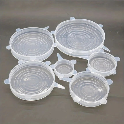 6Pcs Silicone Fresh-keeping Cover Reusable Stretch Canning Lids Refrigerator Microwave Airtight Plastic Wrap Kitchen Accessories