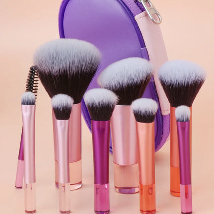 10pcs Mini Makeup Brush Set Powder Eyeshadow Foundation Blush Blender Concealer Beauty Makeup Tools Brush Professional Supplies