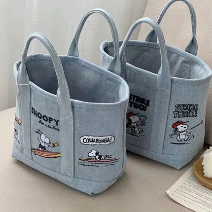 Snoopy Canvas Bag Cute Embroidered Shoulder Bag Fashion Minimalist Tote Bag Outward Handbag Exquisite Commuter Bag Christmas Gif