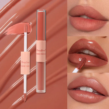 Double-Headed Lip Gloss Waterproof Moisturizing Long-Lasting Mist Matte Velvet Mirror Lip Gloss Cosmetics
