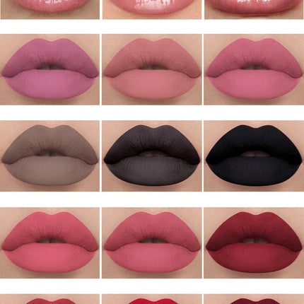 Cute Lipstick Set 3pcs/set Velvet Matte Waterproof Red Nude Black Lip Stick Tint Makeup Mini Lip Gloss Kit Plumping Lip Oil Set