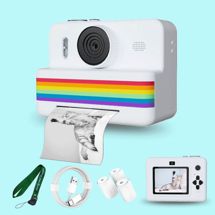 2.8 Inch Instant Print Camera, Digital Video Camera With 3 Rolls of Thermal Printing Paper, 0 Ink Printing Toy Camera for Kids