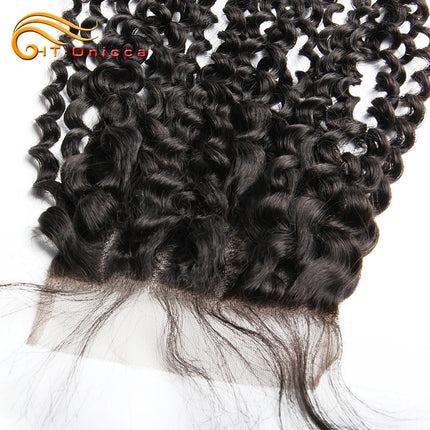 Kinky Curly Closure 4X4 Lace Closure Only Brazilian Remy 100% Human Hair Ear to Ear 13x4 Lace Frontal Closure Natural Color