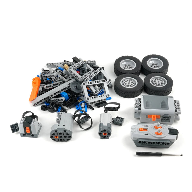 4WD RC Car Chassis Electric Building Set with Motor Wheels Battery Box Receiver for MOC Technical Model Construction Toy