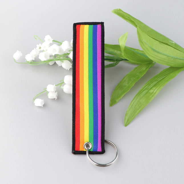 1pcs Rainbow Gay Embroidered Keys Tag Keychains For Motorcycles Cars Backpack Fashion Key Ring Accessories Chaveiro Gifts