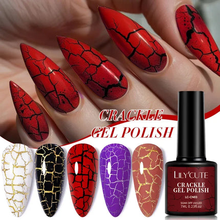 7ml Crackle Gel Nail Polish Cracking Nail Gel Quick Dry Nail Art Varnishes Hybrid Semi Permanent Soak Off Base Top Coat tool