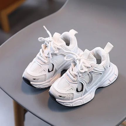 Spring and Autumn Children Sports Shoes Unisex Kids Sneakers Mesh Upper Breathable Basketball Shoes Tennis Casual Flats Footwear