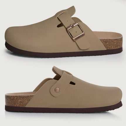 Kidmi Summer Clogs for Women Men Suede Clogs Adjustable Buckle Slip-on Cork Footbed Mules Clogs Antislip Sole Slippers Unisex