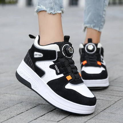 2Wheels Roller Skate Children Shoes Sneakers For Kids Boys Girls Sports Running Outdoor Adult Casual Women Tennis Size 31-42