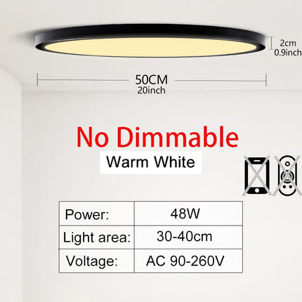 MARPOU 50CM Large Led ceiling lamp with Smart APP Remote Control Ultrathin Light fixture Ceiling Lights for Bedroom Living Room