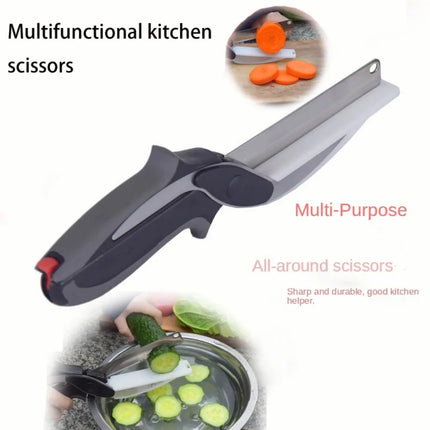 Separable Stainless Steel Barbecue Steak Cutting Shear Household Vegetable Scissors 2 In 1 Multi Kitchen Tool Fruit Knife
