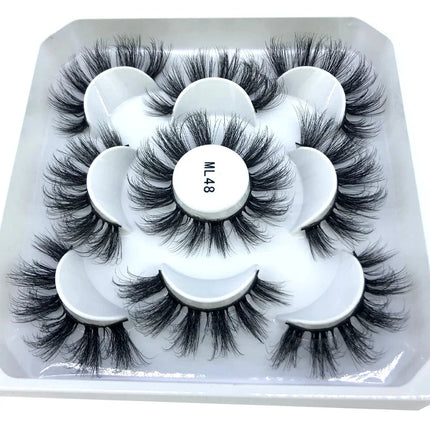 AMSDCN New 5-Pair 8-25mm Natural 3D Mink Eyelash Extension Eyelash Maquiagem