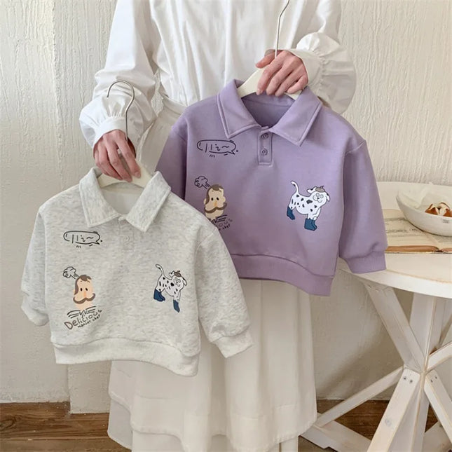 Kids Polo Shirts 2026 Spring Autumn New Sweater for Boys Cartoon Children Polo Shirt Toddler Tops Baby Sweatshirts Clothing