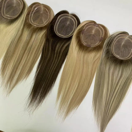 5.5*6.5 inch Size MONO Lace Toppers European Raw Hair Women Toupee Invisible Free Part Hair Toppers Hair Extension