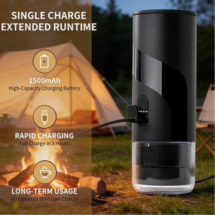 20 BAR Portable Electric Coffee Maker Capsule 2 in 1 Coffee Grinder Travel Coffee Maker for Car and Home Camping Outdoor