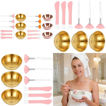 D0AB Pack of 9 Complete Face Mask Mixing Bowl and Tool Set for Handmade Skincare