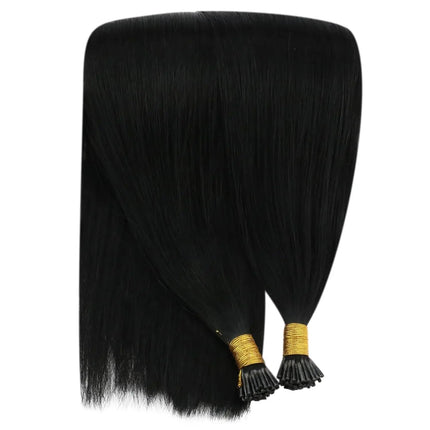 I Tip Hair Extensions Human Hair Pre Bonded Hot Fusion Keratin Real Remy Human Hair Extensions Black Color 50 Strands Stick