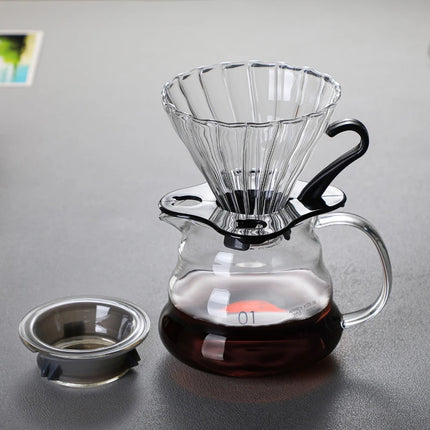 350/600/800ml Hand Brew Coffee Carafe Clouds Shape Clear Glass Kettle Sharing Pot with Lids Espresso Coffee Maker Accessories