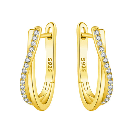 Original 2026 S925 Sterling Silver Zircon 18K Gold Lining Vintage Hoop Earrings for Women Birthday Party Wedding Gift Jewellery
