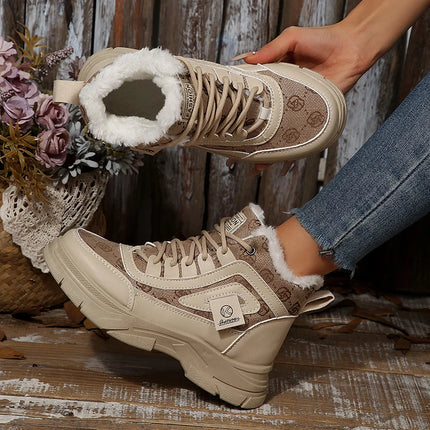 Plus Size 45 Fashion Winter Sneakers for Women Plush Warm White Platform Sports Shoes Woman High Top Thick Sole Vulcanized Shoes
