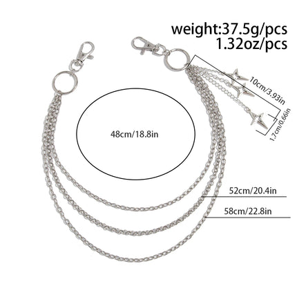 Hot Sale FashionSalircon Punk Multilayer Metal Star Pendant Pant Chain Hip Hop Waist keychain Jeans Chain Women Trendy Jewelry A