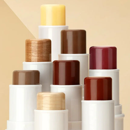 QIBEST Multi-functional Makeup Balm Pearlescent Highlights Stick Cheek Blush Brighten Highlight Stick Lip Balm Contour Pen