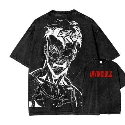Invincible Washed T-shirt 2026 New Model personality Clothes shirt Year round clothing Streetwear Trendy high quality Breathable